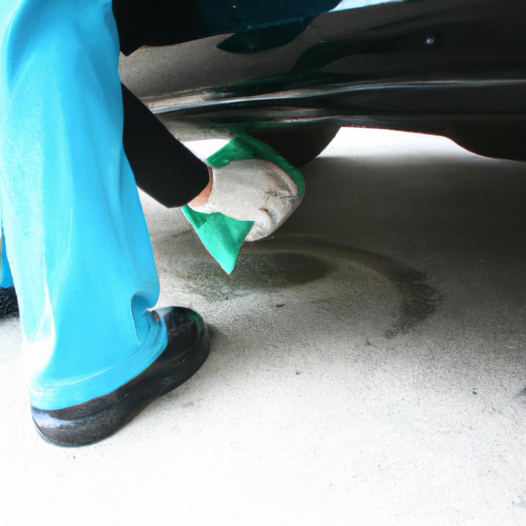 Person using underbody cleaning solution