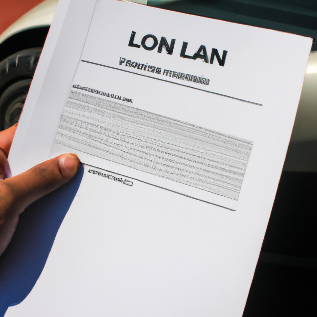 Person holding car loan application